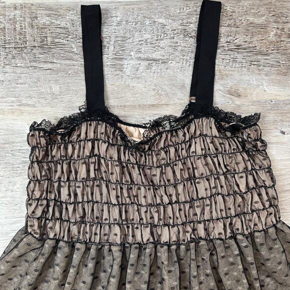 Anthropologie E. Elouise Babydoll Dress Black Mesh Dot Lace Fairycore M - Picture 2 of 6